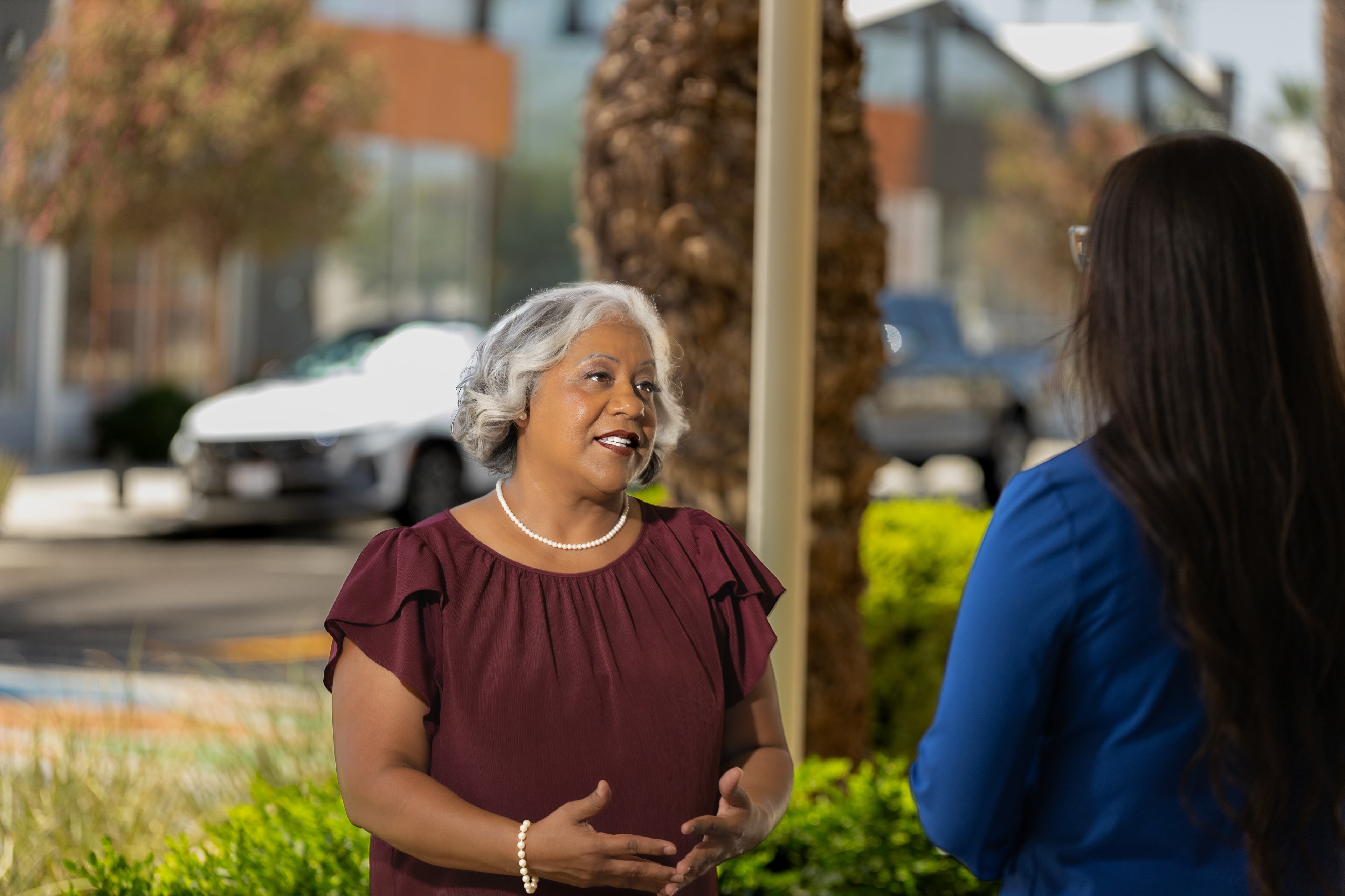 Gloria Hernandez meeting with Indio residents